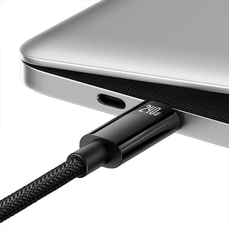 Kabllo USB-C në USB-C Baseus Tungsten Gold, 3m, 240W, e zezë Kabllo USB-C në USB-C Baseus Tungsten Gold, 3m, 240W, e zezë