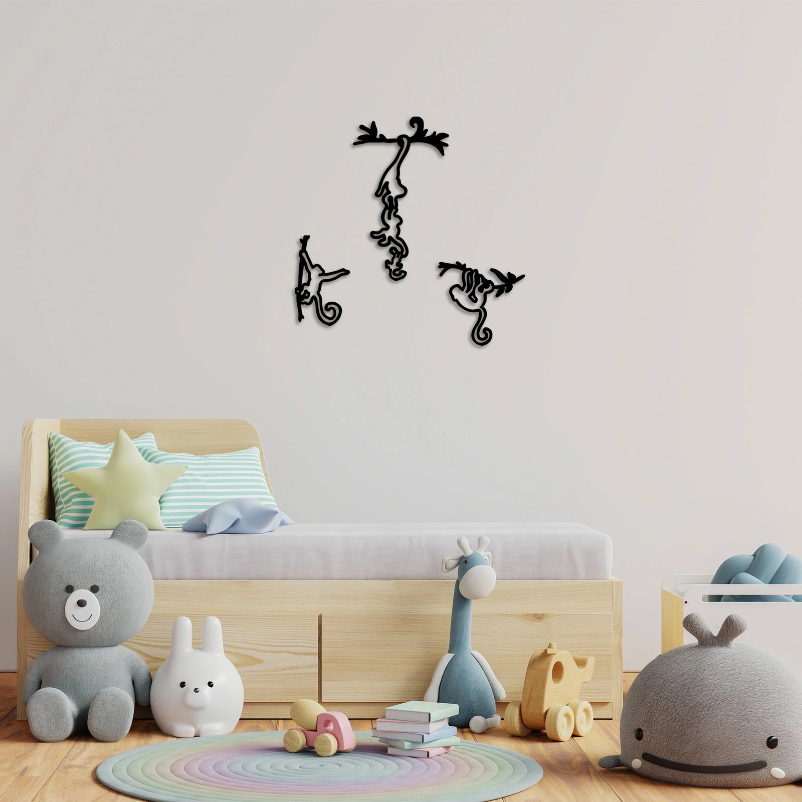 Aksesor dekorativ metalik për mur, majmunë të llastuar, Wallity - 299