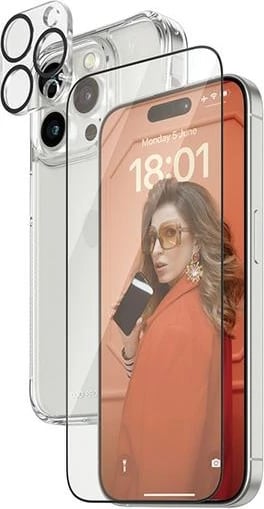 Mbështjellës PanzerGlass 3in1 set për iPhone 15 Pro Max, transparent
