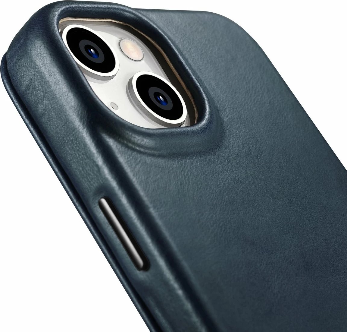 Mbështjellës iCarer Oil Wax Premium Leather Folio për iPhone 14 Plus, MagSafe, kaltër