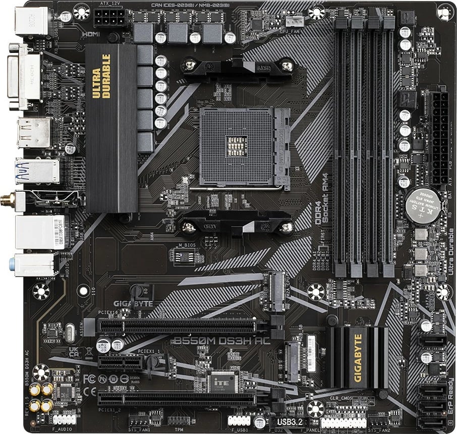 Pllakë amë Gigabyte B550M DS3H AC, Socket AM4, micro ATX, DDR4