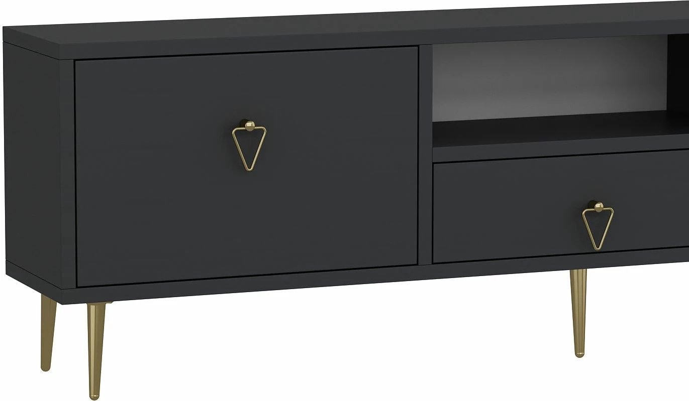 Komodë për TV, ngjyrë antracit dhe ari, Skye Decor, 1306-DROP-1