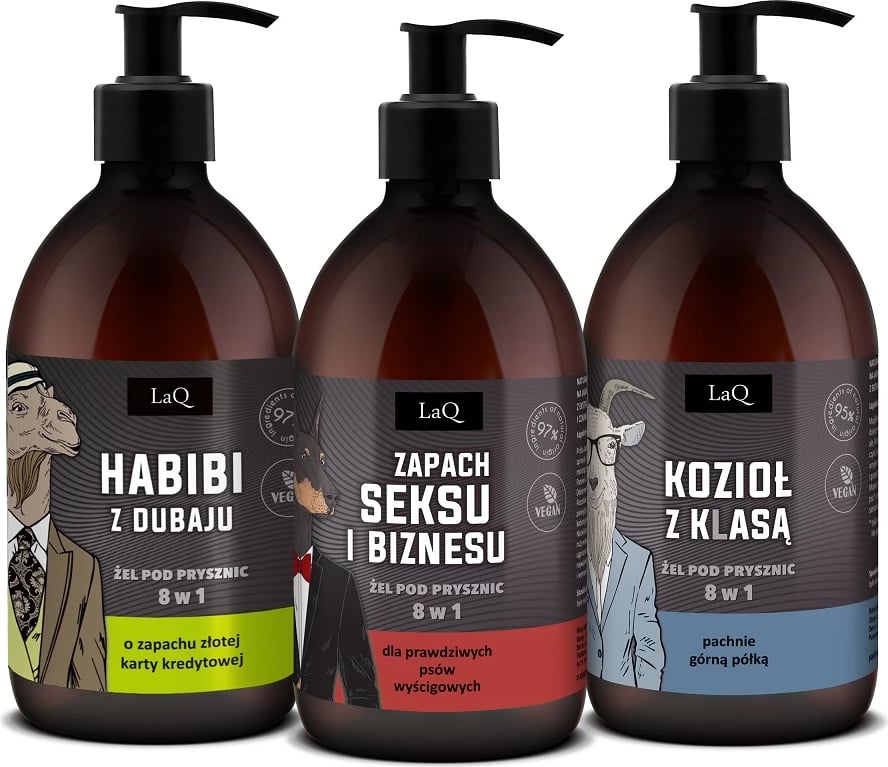 Set xhel dushi për meshkuj LaQ Habibi Doberman Kozioł z Klasą 3x500ml Set xhel dushi për meshkuj LaQ Habibi Doberman Kozioł z Klasą 3x500ml