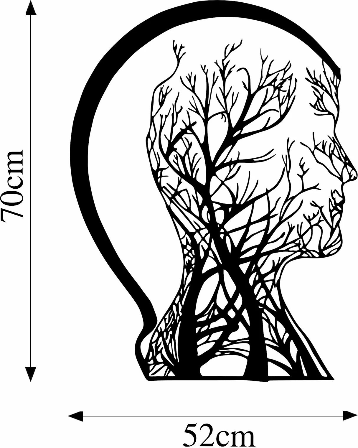 Aksesor dekorativ metalik për mur, Wallity, Tree Man - 322, ngjyrë e zezë, 52x70cm