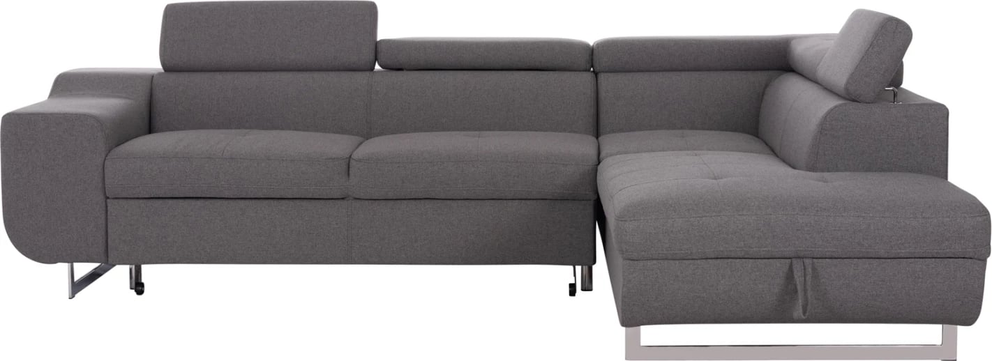 Kënd-sofë krevati me hapësirë për depo, ngjyrë gri, ENCORE FH3301.01R, 285x205x90cm