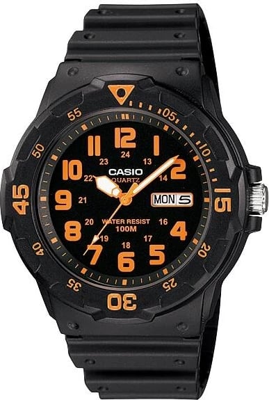 Orë dore CASIO SPORT DIVER 100M për meshkuj, e zezë