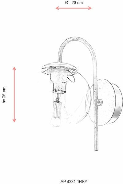 Llambë muri Opviq, AP-4331-1BSY, ngjyrë e zezë dhe antike Llambë muri Opviq, AP-4331-1BSY, ngjyrë e zezë dhe antike