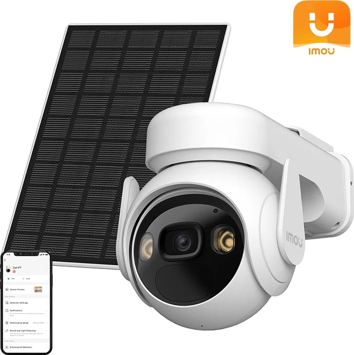 Kamerë sigurie e jashtme IMOU Cell PT Lite me WiFi, panel diellor, 2K, e bardhë