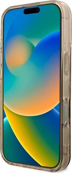 Mbështjellës Guess IML Peony On 4G Background MagSafe për iPhone 16 Pro Max, Kafe