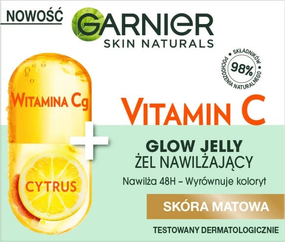 Gel hidratues për fytyrë Garnier Skin Naturals Vitamin C Glow Jelly për femra 50ml