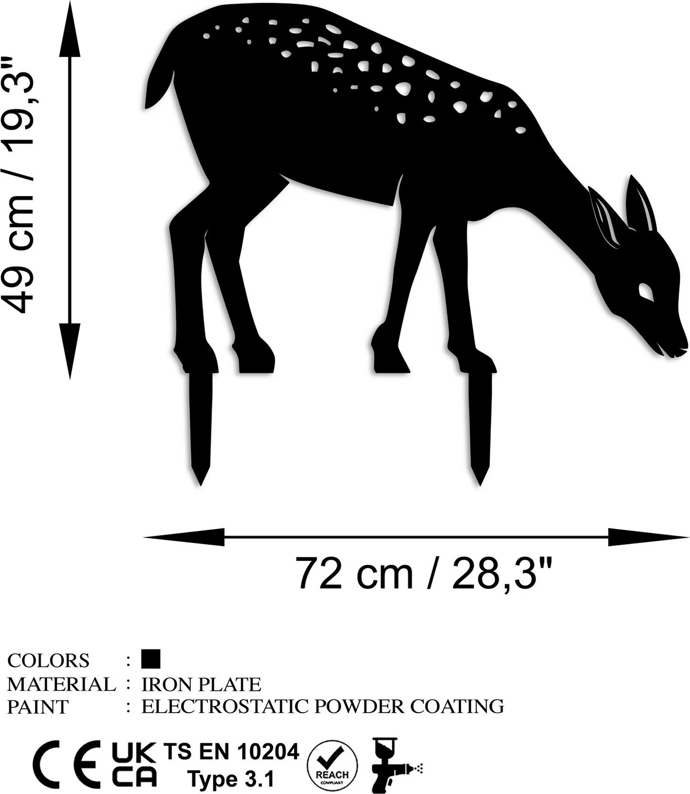 Objekt dekorativ për kopsht Aberto Design, Gazelle 01, metal i zi, 64x72cm