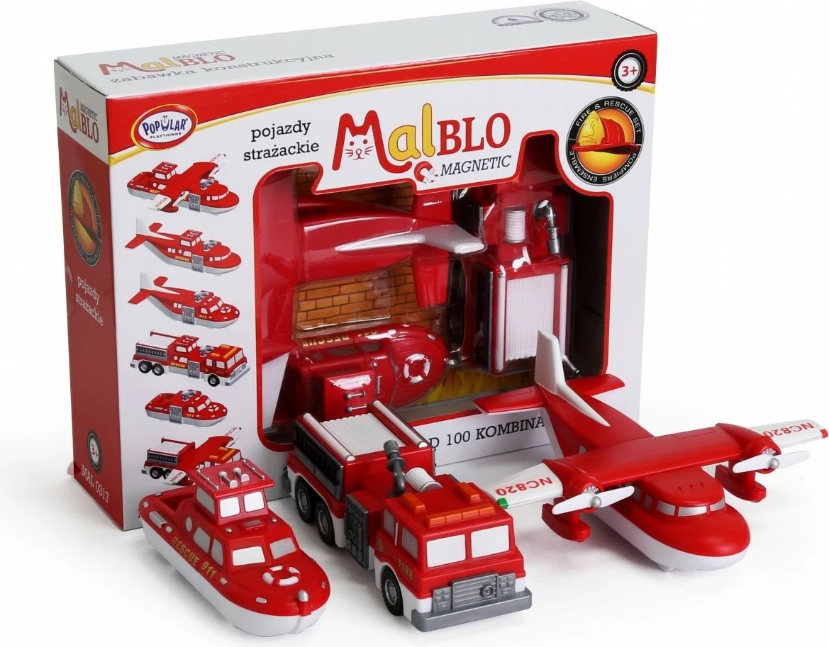Set lodrash magnetike zjarrfikës MalBlo, MALIK, 0317, plastikë, kuqe, 3+