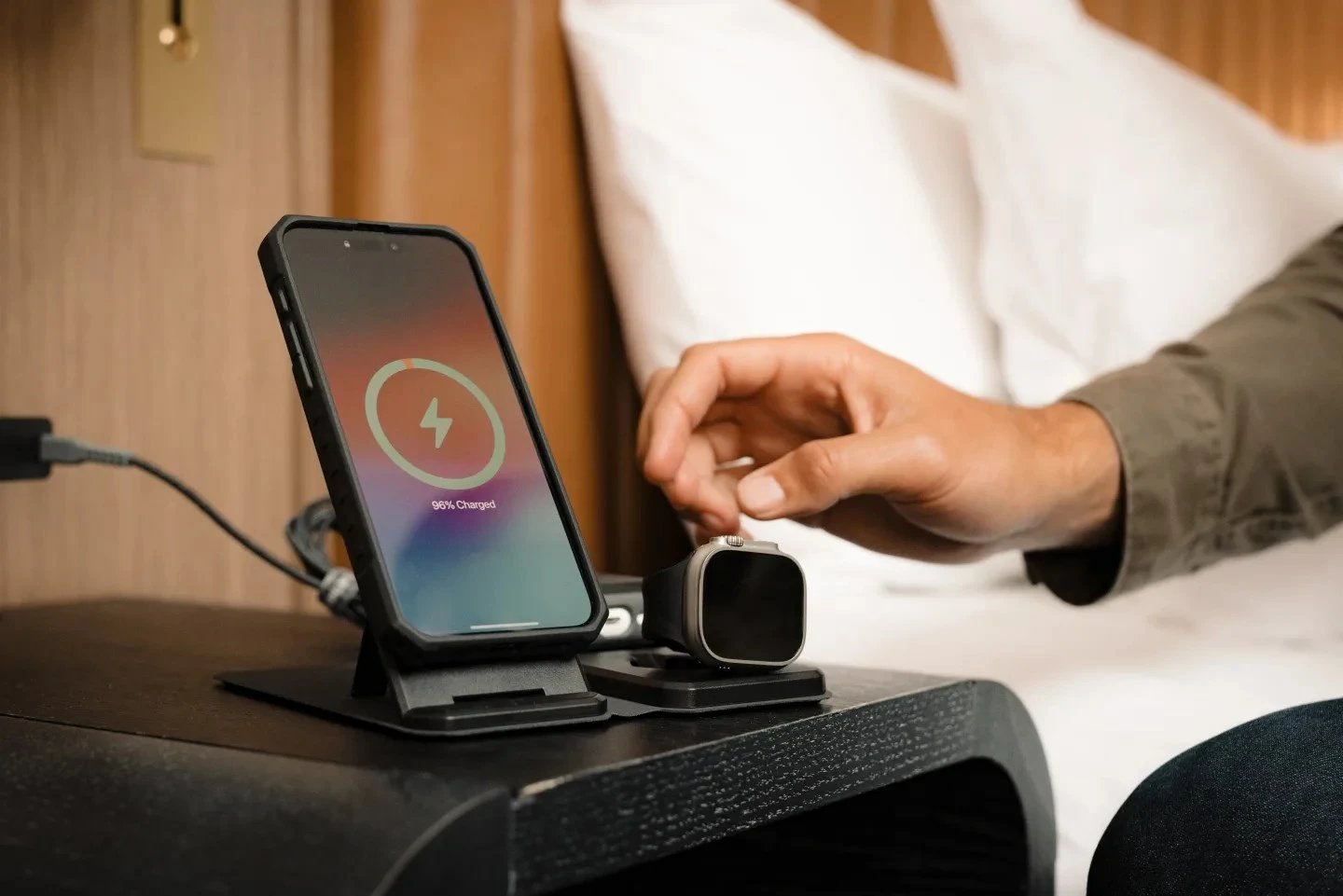 Karikues 3-në-1 pa tela, No name, 25W, për celular, kufje, smartwatch, Gri