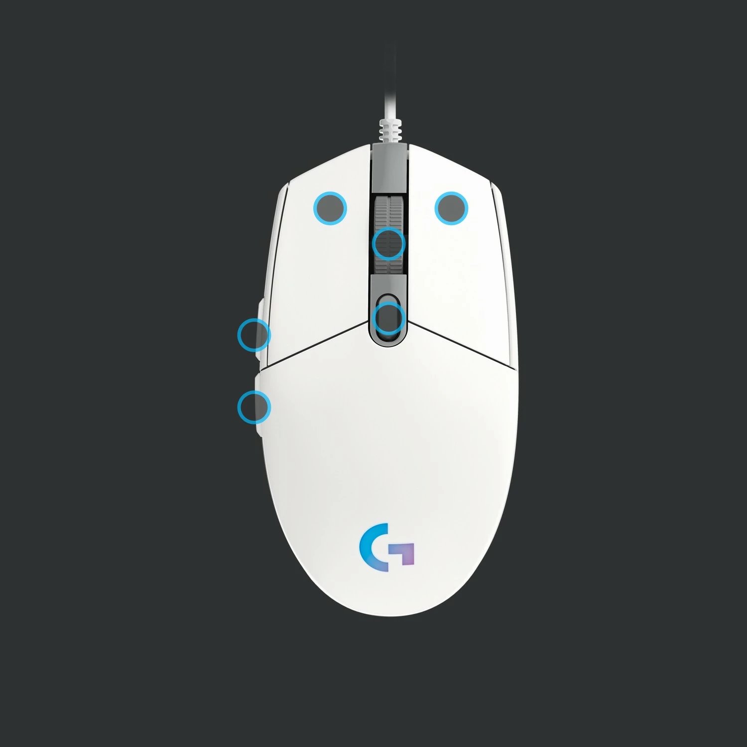 Maus Logitech G G203 LIGHTSYNC, USB Type-A, 8000 DPI, 1 ms, Bardhë