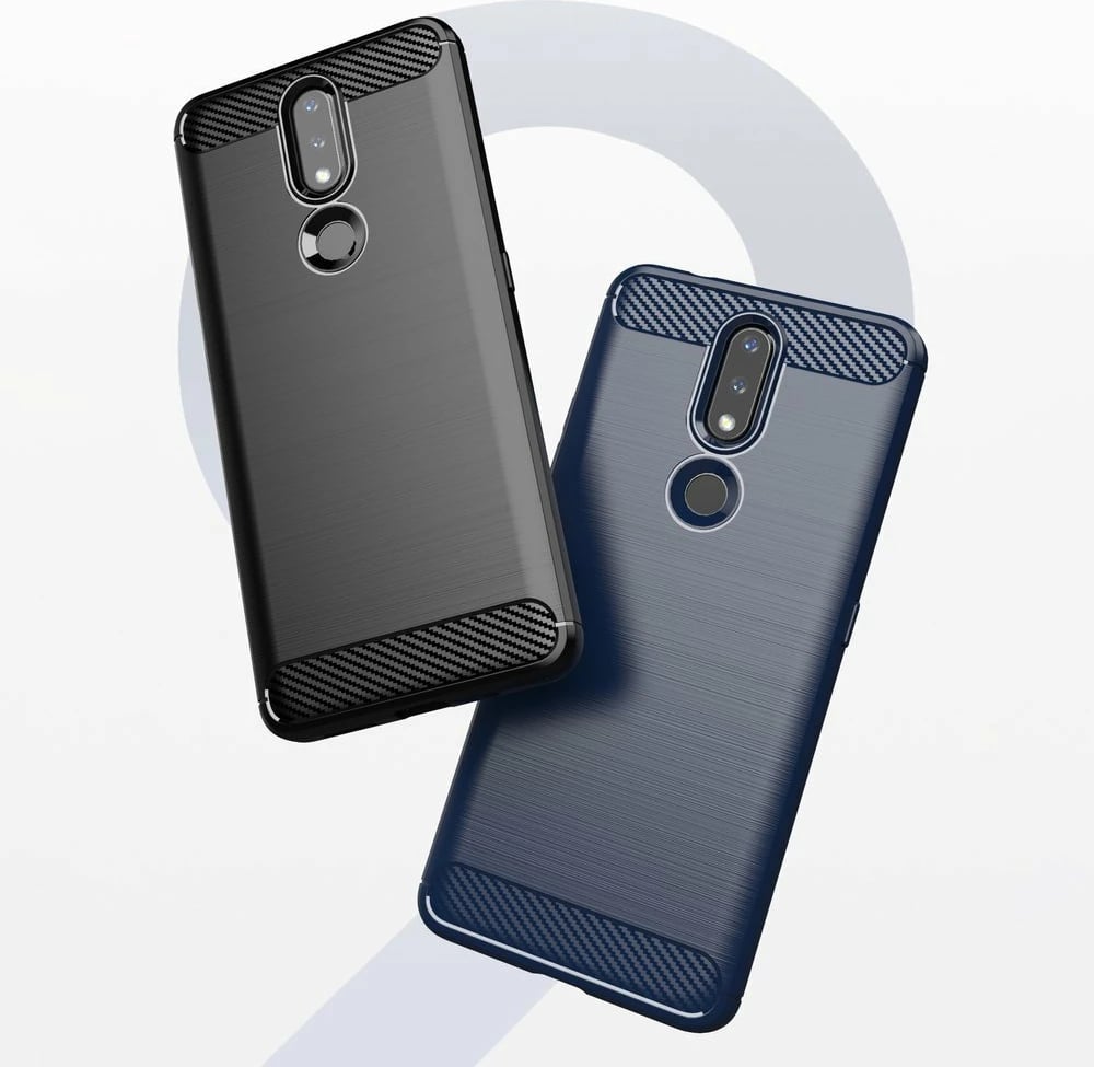 Mbështjellës Hurtel Carbon Case për Nokia 2.4, i zi