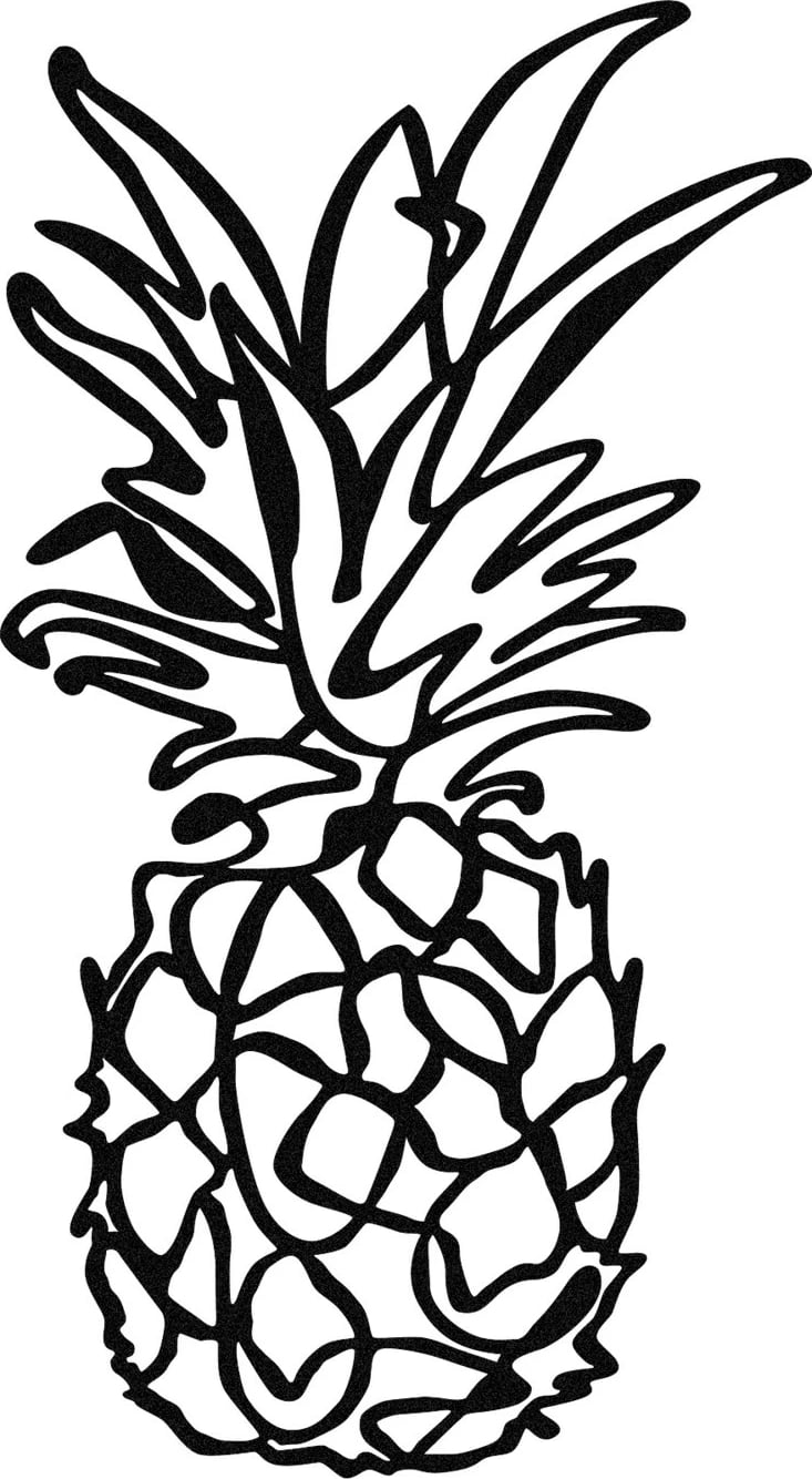 Aksesore dekorativ metalik për mur, Wallity, ananas, M120, ngjyrë e zezë, 33x60cm