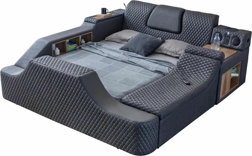 Krevat dopio me funksione smart, ngjyrë e zezë, Skye Decor Escape