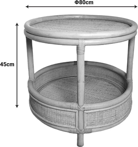 Tavolinë anësore Moody, ratan PE, ngjyrë natyrale, D55x51cm