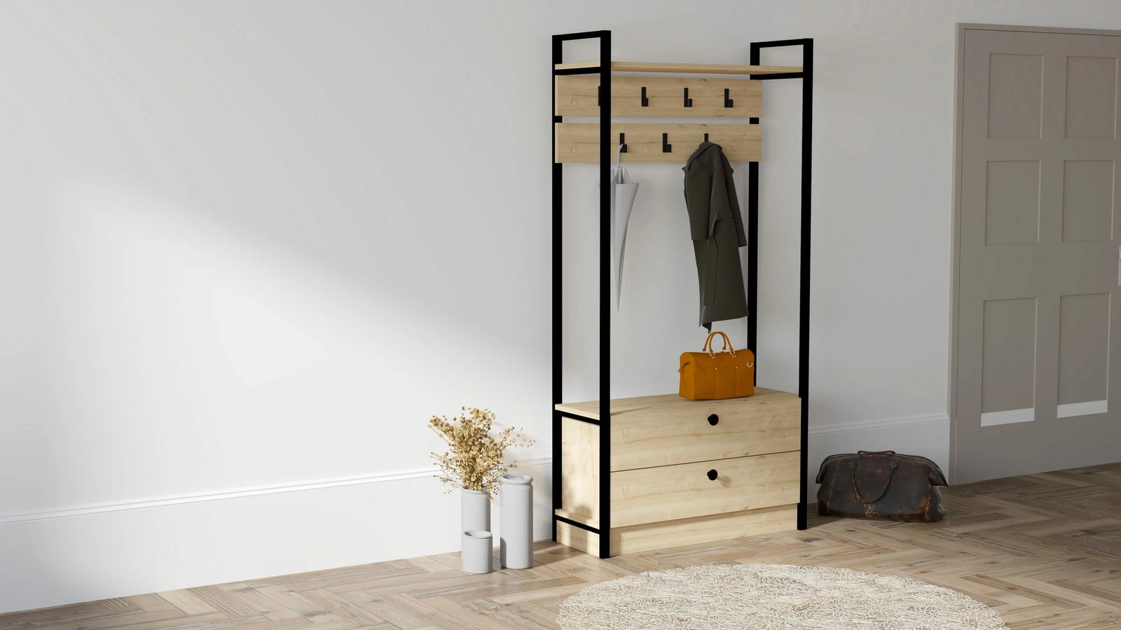 Stendë për korridor Hanah Home, Manolya, ngjyrë safir dhe e zezë