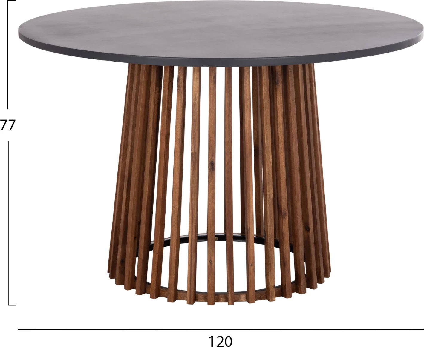 Tavolinë e rrumbullakët për jashtë, cement dhe dru akacie, CRISTOBAL FH6235, 120x77cm