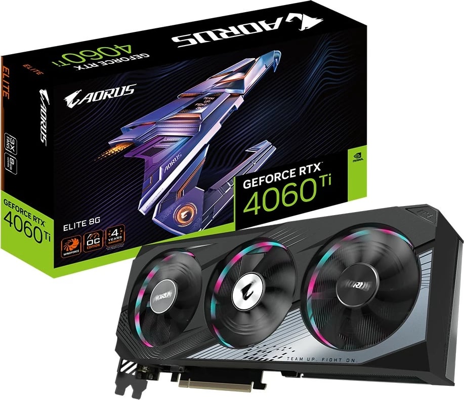 Kartelë grafike Gigabyte AORUS GeForce RTX 4060 Ti ELITE 8G, 8 GB, GDDR6, PCI Express 4.0, e zezë