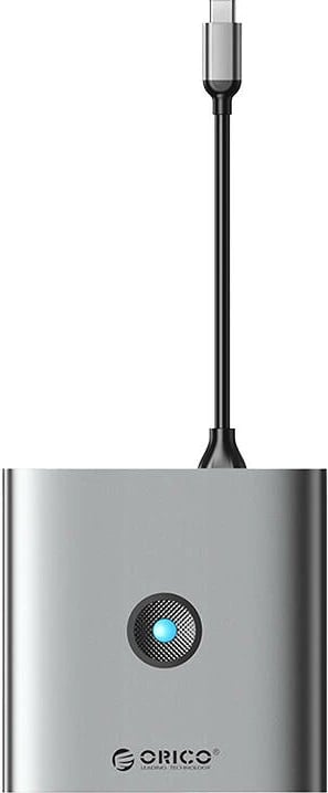 Adapter hub Orico FAX3-6PCR-GY-EP-IP, 6-në-1, HDMI 4K, 2x USB-A 3.0, USB-C, 100W PD, Gri