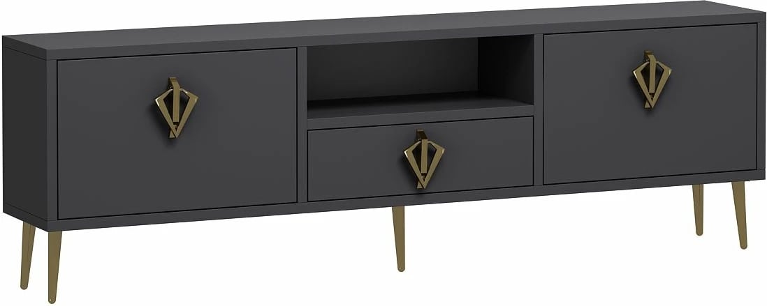 Komodë TV, ngjyrë antracit dhe ari, Skye Decor, 1313-DROP-32
