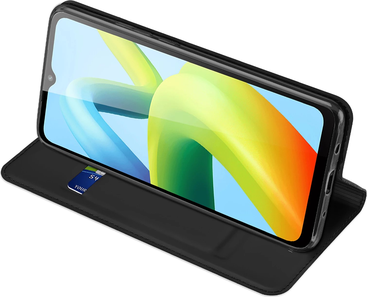 Mbështjellës Dux Ducis Skin Pro për Xiaomi Redmi A1+, me kapak, xhep kartelash dhe stand, e zezë Mbështjellës Dux Ducis Skin Pro për Xiaomi Redmi A1+, me kapak, xhep kartelash dhe stand, e zezë