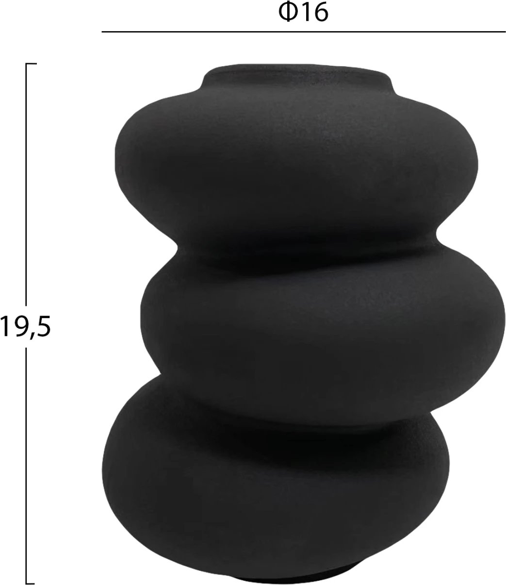 Dekor qeramike për tavolinë, ngjyrë e zezë mat, FH4628.02, Φ16x19.5H cm