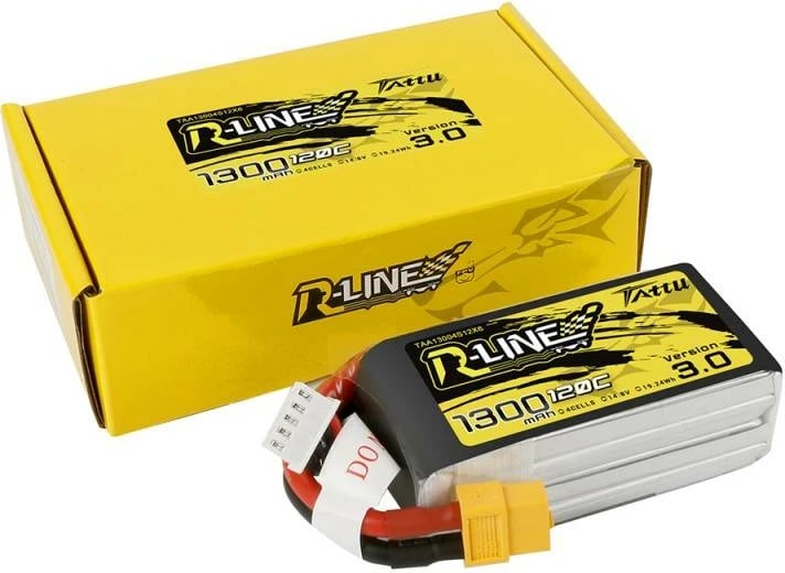 Bateri LiPo Tattu R-Line Version 3.0, 1300mAh, 14.8V, 120C, XT60