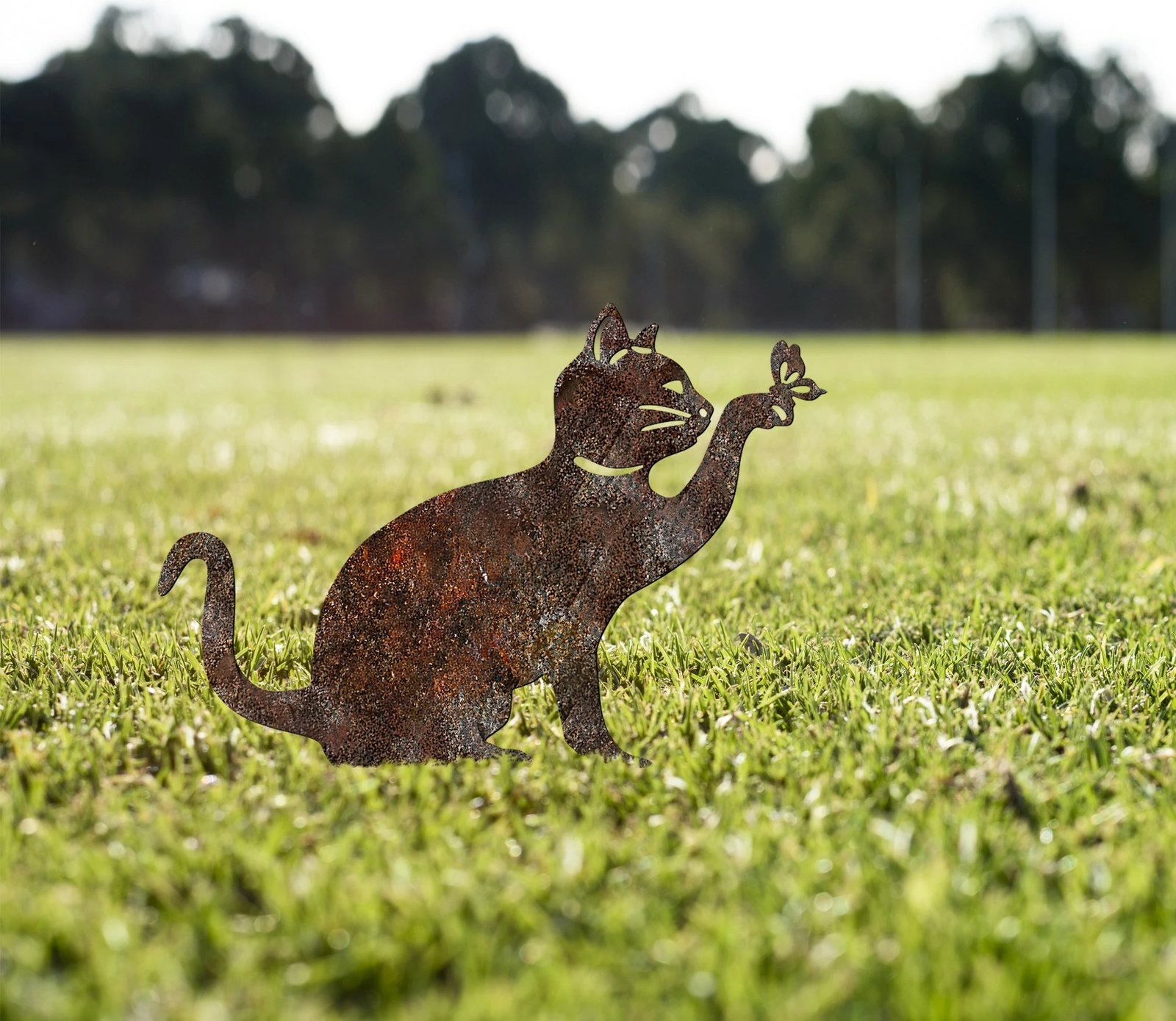 Dekor kopshti metalik, dizajn mace, Aberto Design, 36x31cm