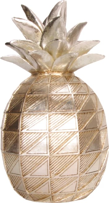 Dekor ananas, polirezine, ngjyrë argjendi, 14x14x24cm