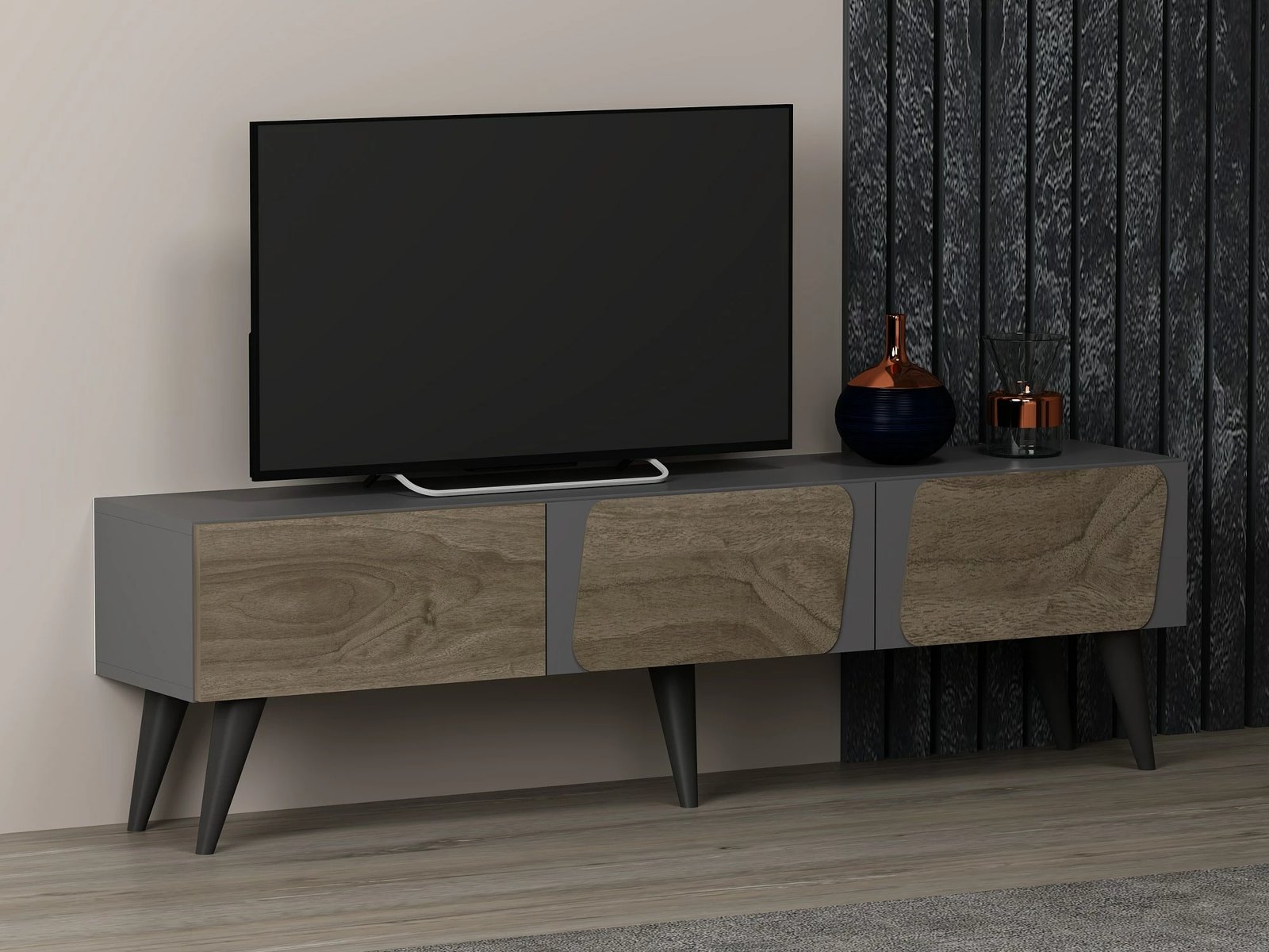 Komodë TV Skye Decor, Veas, anthracite, walnut