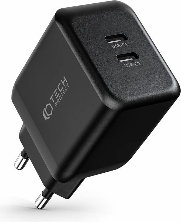 Karikues rrjeti Tech-Protect C35W, 2x USB-C PD 35W, zi