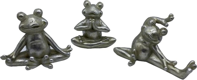 Set dekorativ bretkosash, 3 copë, polirezine, ngjyrë argjendi, 16x8x11 cm