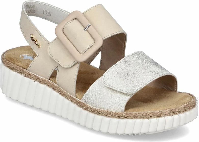 Sandale platforme femra Rieker 69260-60, bezhë