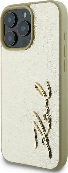 Mbështjellës Karl Lagerfeld Metal Signature për iPhone 16 Pro, Ari