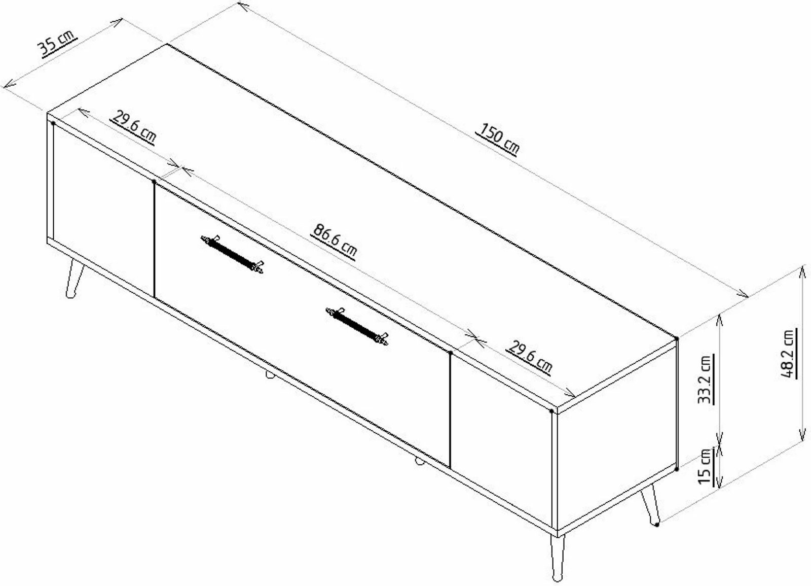 Komodë TV Hanah Home, ngjyrë arre dhe ari, Detas