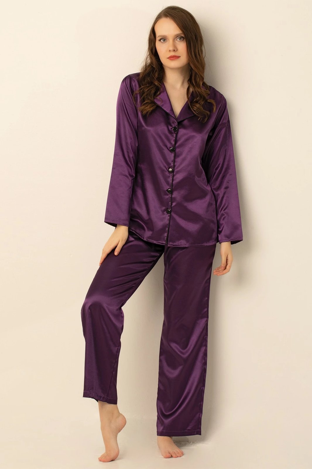 Set pizhamash për gra, ngjyrë vjollcë e errët, Jumeon 002-000905