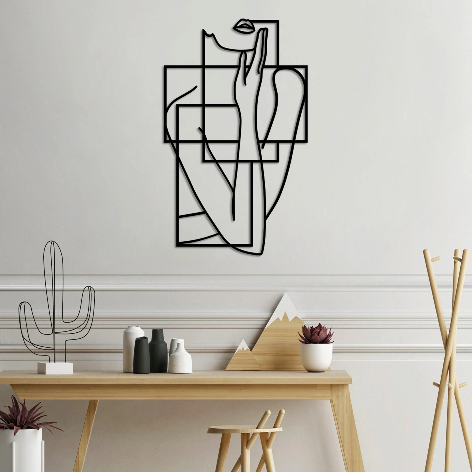 Aksesor dekorativ metalik për mur, Wallity, Think - L, ngjyrë e zezë