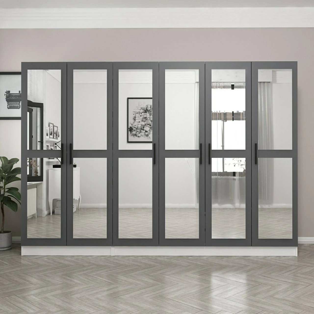 Dollap garderobe Skye Decor, ngjyrë antracit, Kale - 4962