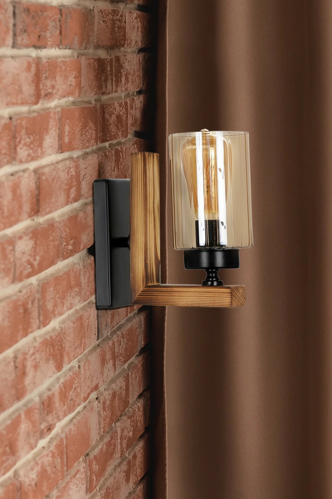 Llambë muri Opviq Linda, trup druri, gotë cilindrike, ngjyrë vintage