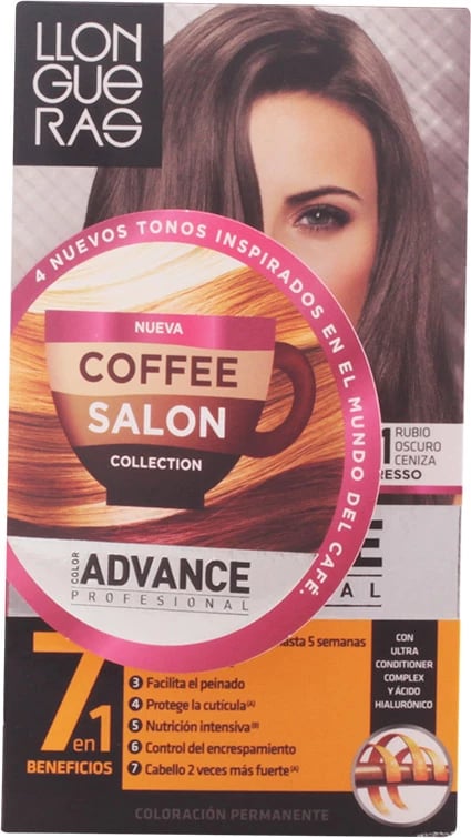 Ngjyrë flokësh Llongueras Color Advance Coffee Salon Collection 6.1 Blonde e errët hiri