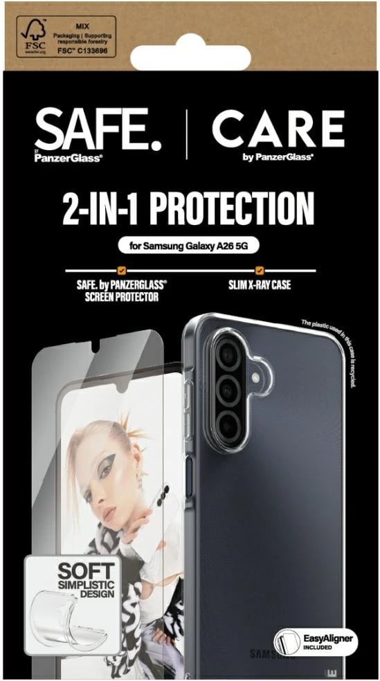 Mbështjellës dhe xham mbrojtës PanzerGlass CARE 2in1 për Samsung Galaxy A26 5G, Transparent