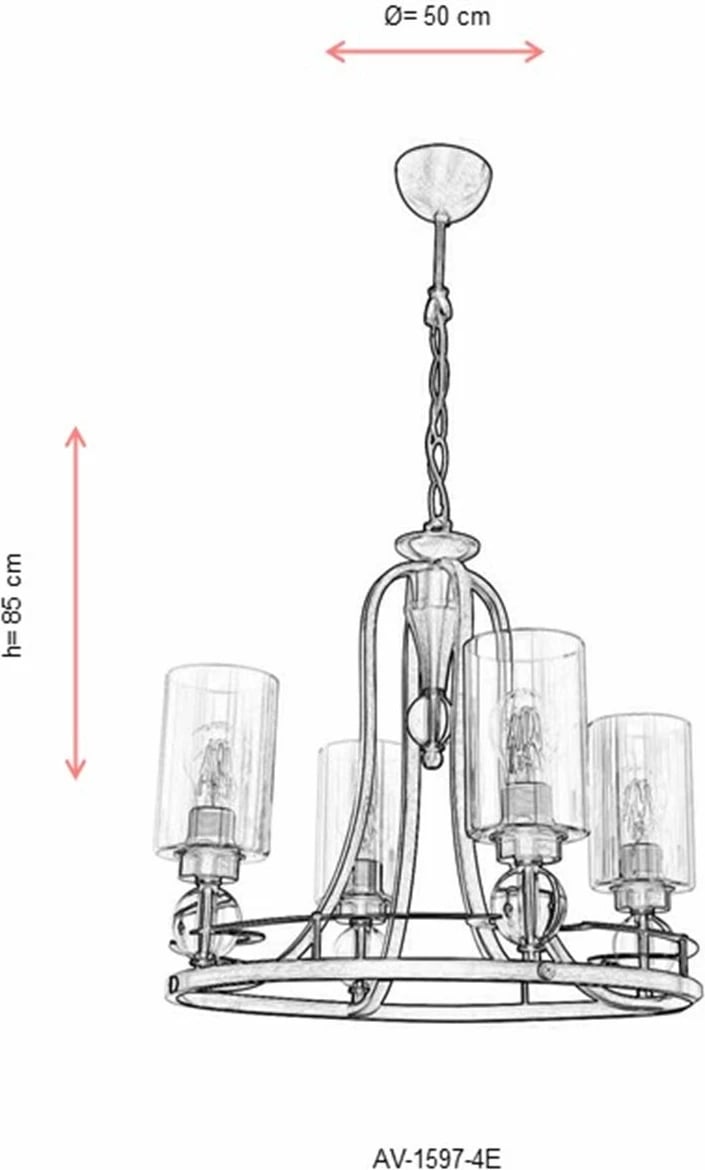 Llambë tavani Opviq, AV-1597-4E, ngjyrë antike, 85x50cm