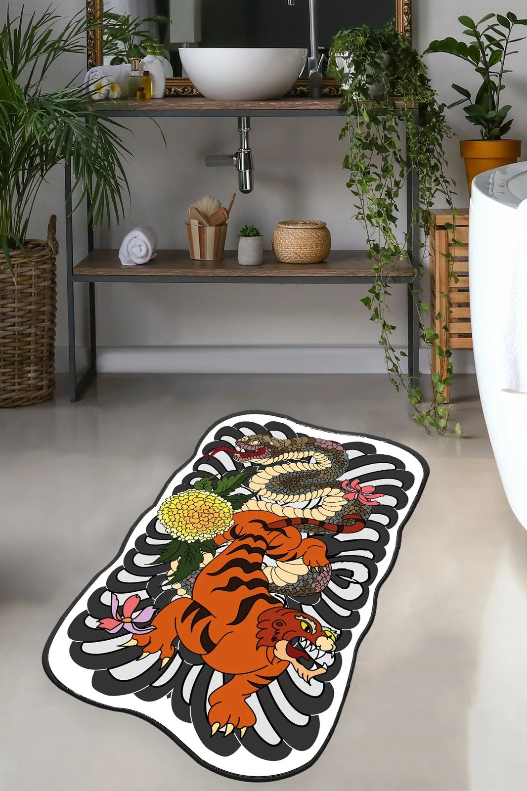 Tapet për banjo Mijölnir, egërsira, shumëngjyrësh, 70x120cm