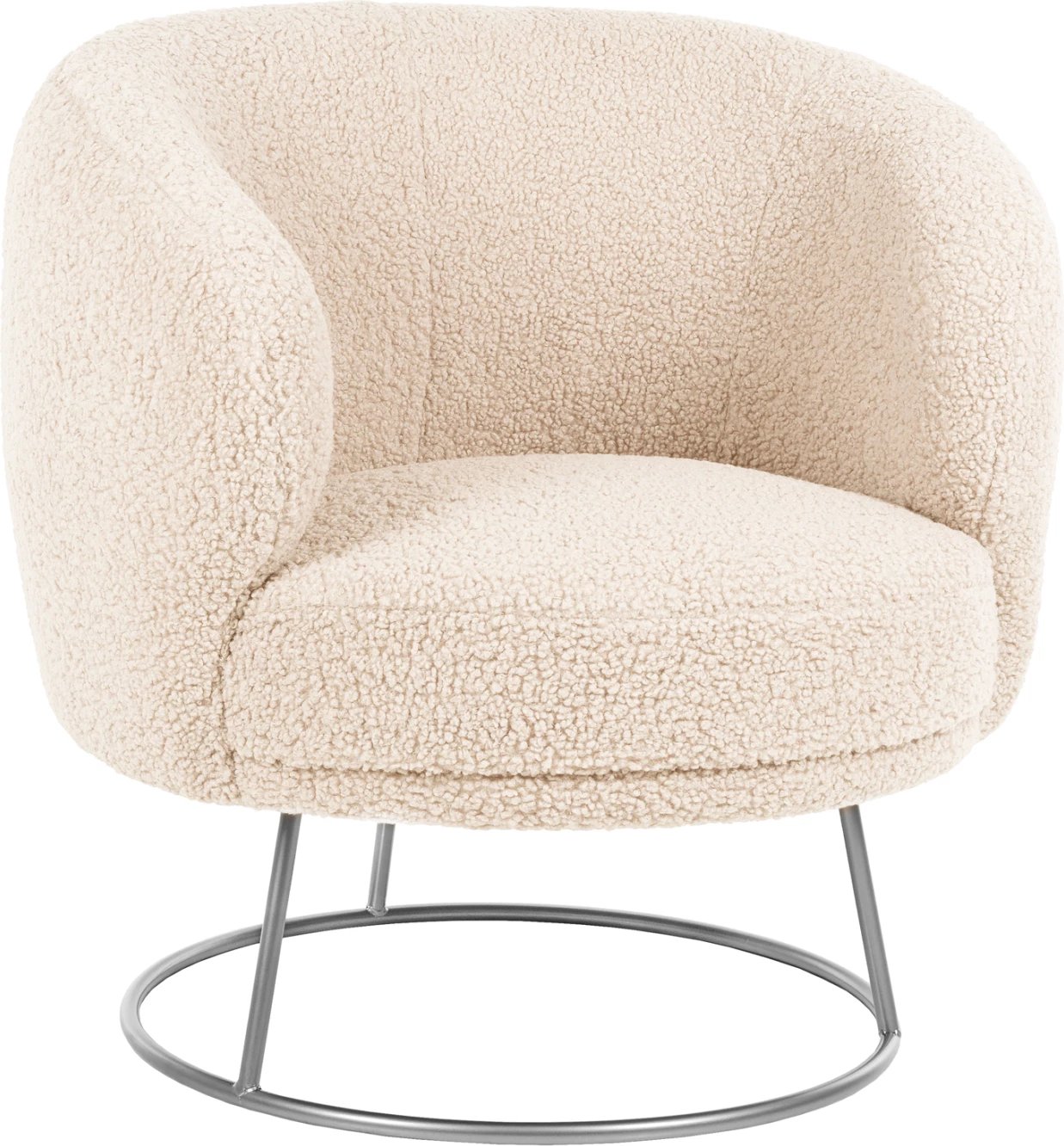 Fotelje ARIEN FH8403.23, pëlhurë boucle, bazë metalike argjendi, 78x75x84H cm