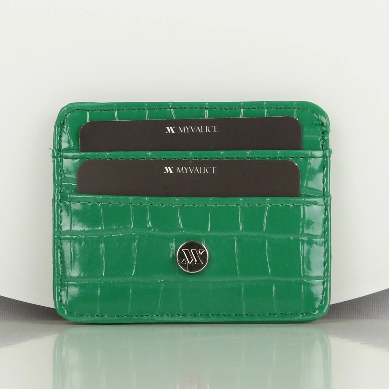 Portofol prej lëkure, mbajtëse kartelash, ngjyrë e gjelbër, 10.5x8.5cm, Zoozie Bags 2507