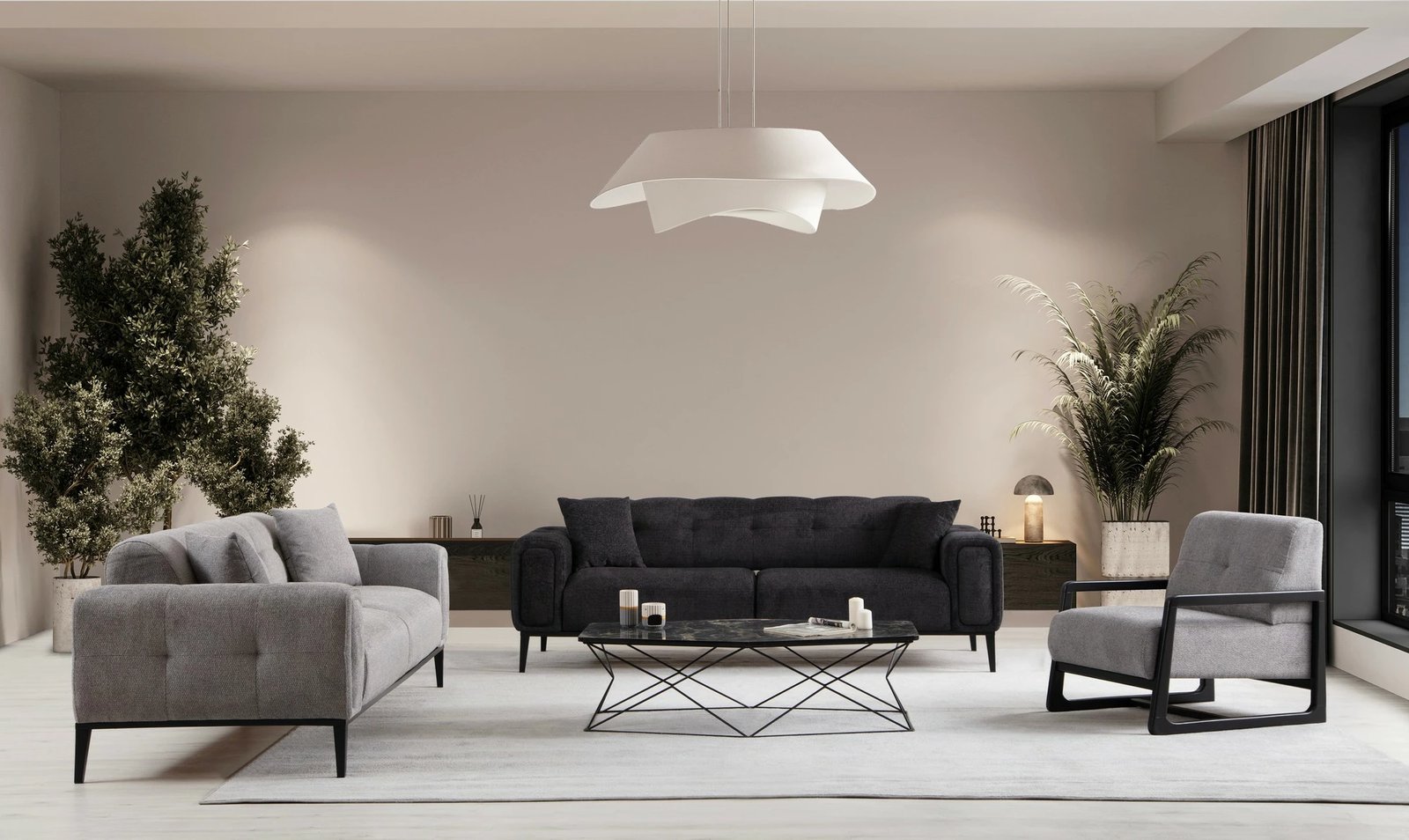 Divan-krevat treshe Athena, ngjyrë e zezë