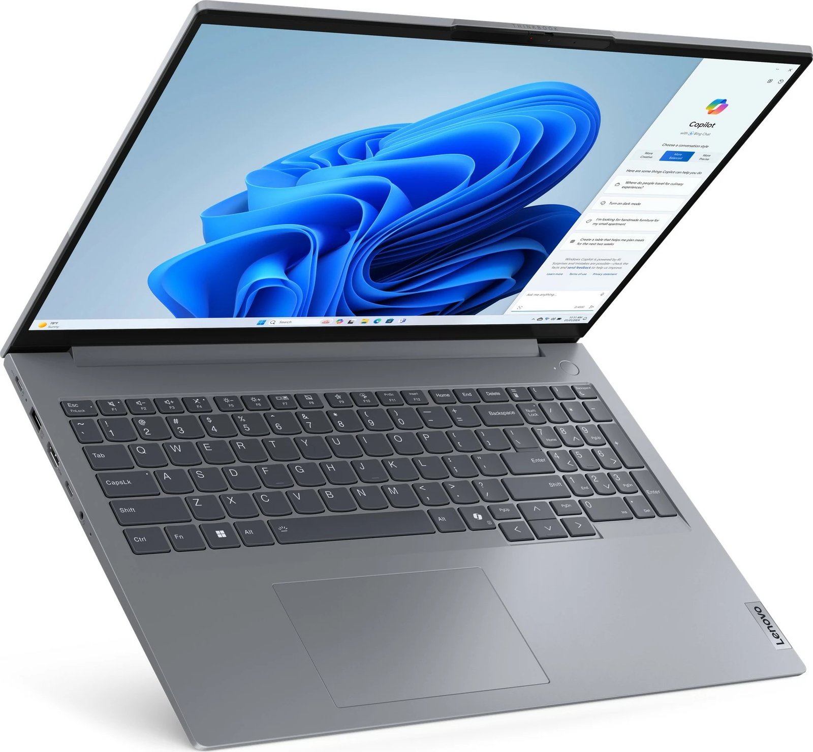 Kompjuter Lenovo ThinkBook 16 G7, AMD Ryzen 5-7535HS, 32GB RAM, 512GB SSD, 16 inç, Arctic Grey